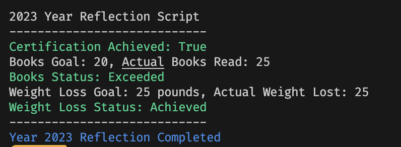 2023 year-end reflection script